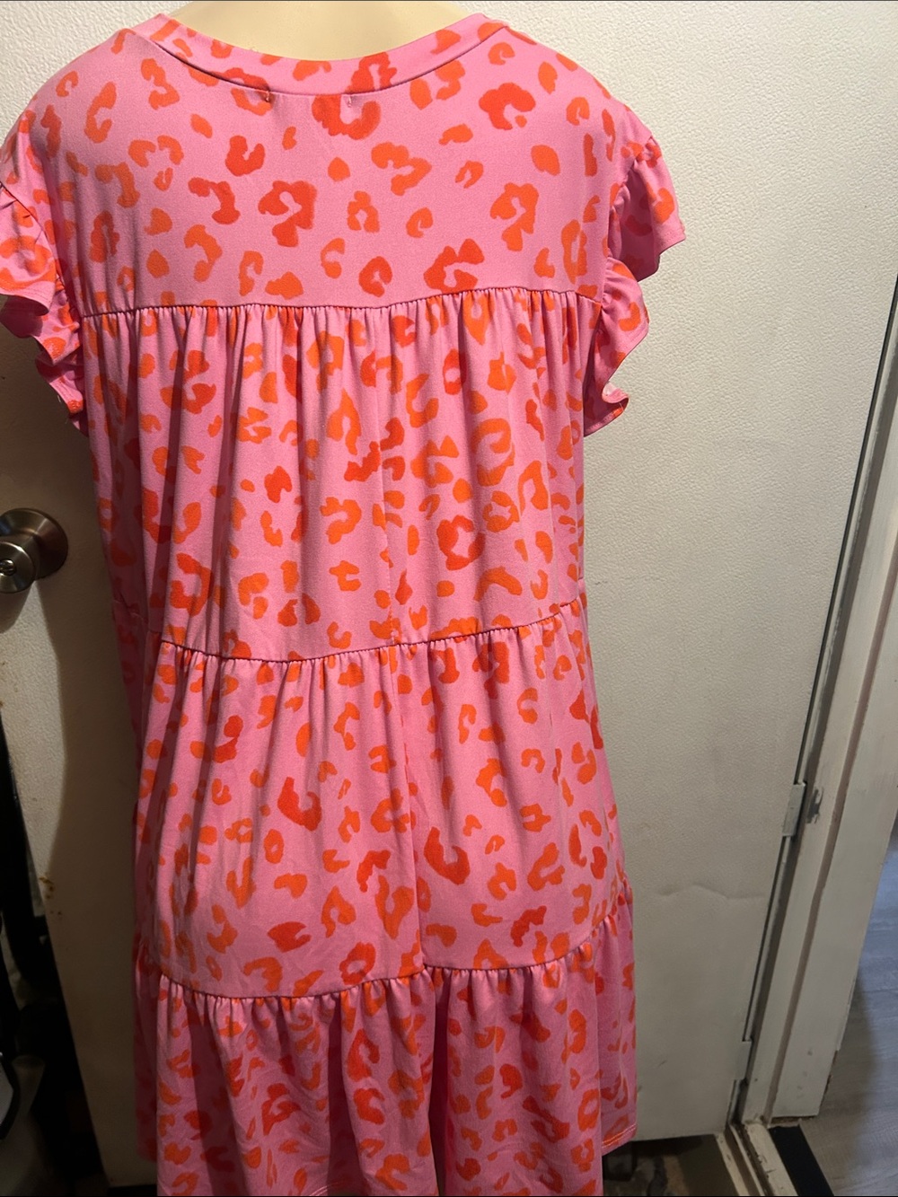 entro Pink and Orange Ruffle Sleeve Mini Dress - Picture 5 of 6
